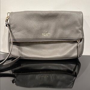 Kate Spade Gray Clutch Pebbled Leather Wristlet